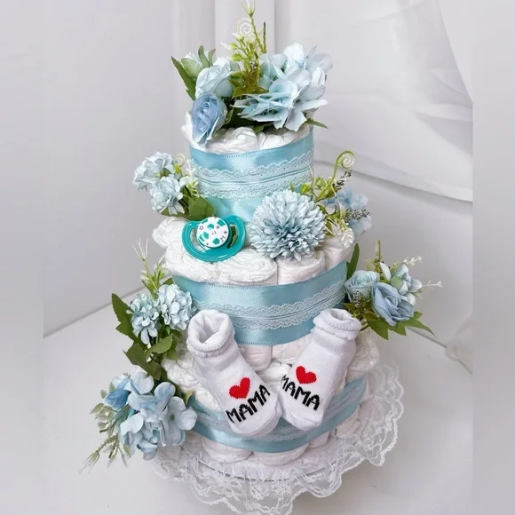 Flowers Boy Diaper Cake, Baby Shower Gift